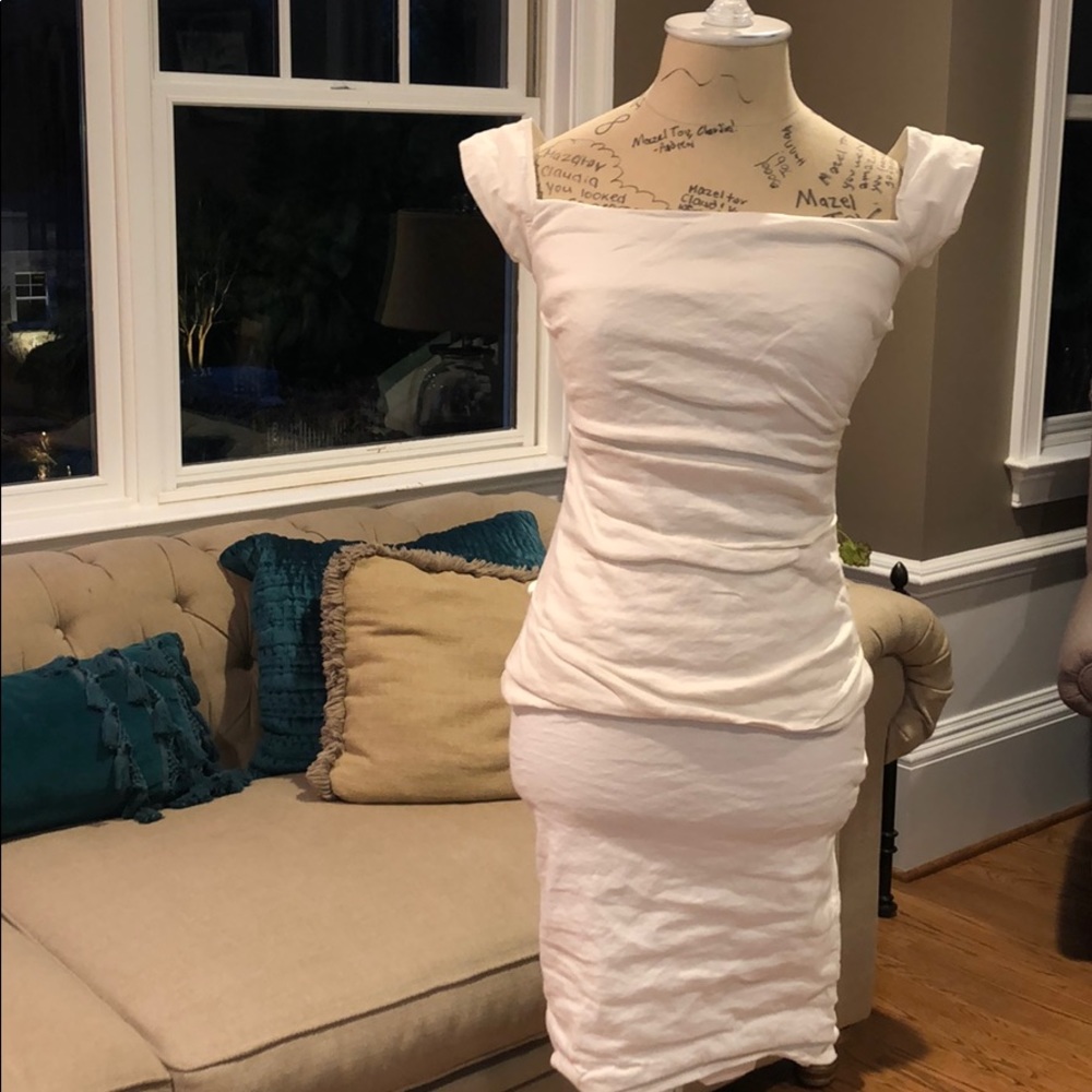 Nicole Miller skirt and top set in white striped
